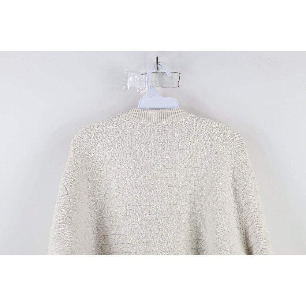 Vintage 90s Cabelas Womens Large Distressed Horse Equestrian Knit Sweater Cream - Picture 10 of 11